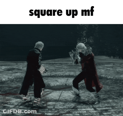 A Video Game Scene With The Words Square Up Mf On The Top GIF