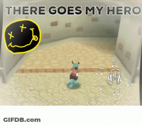 A Video Game Scene With The Words There Goes My Hero On The Bottom GIF