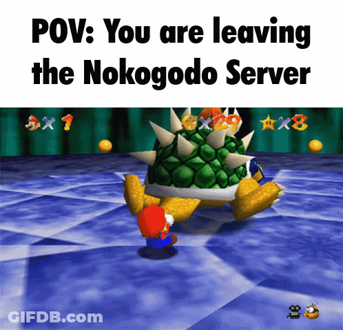 A Video Game Scene With The Words " You Are Leaving The Nokogode Server " At The Top GIF
