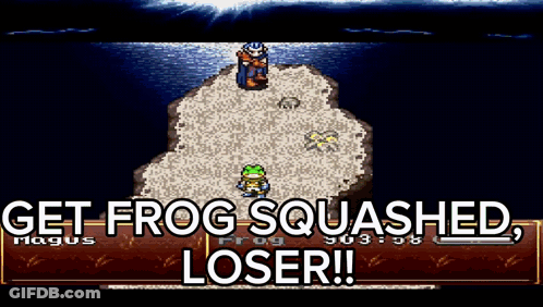 A Video Game Screen Says Get Frog Squashed Loser !! GIF