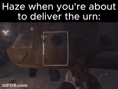 A Video Game Screen Says Haze When You 'Re About To Deliver The Urn GIF