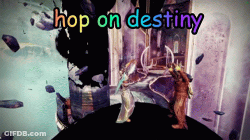 A Video Game Screen Says Hop On Destiny GIF