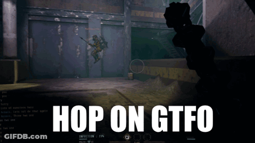 A Video Game Screen Says Hop On Gtfo On It GIF