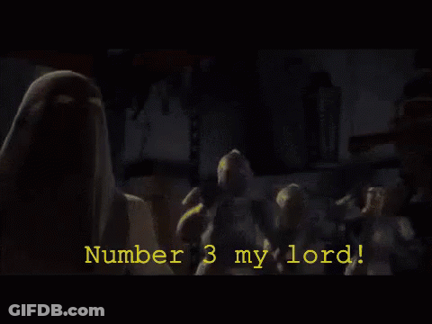 A Video Game Screen Says Number 3 My Lord In Yellow Letters GIF