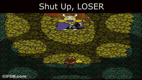 A Video Game Screen Says Shut Up Loser On The Bottom GIF