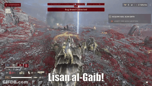 A Video Game Screen Shows A Bug Breach Detected And Lisan Al-Gaib GIF