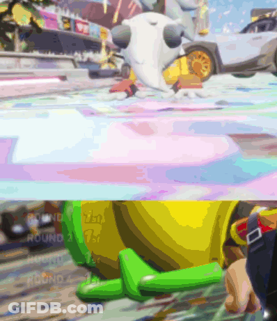 Video Game Screen Showing Cartoon Character Round 2 GIF