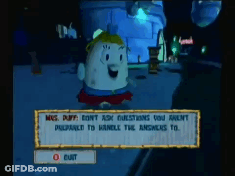 A Video Game Screen Shows A Character Named Mrs Puff GIF