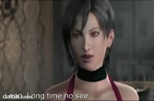 Video Game Screen With Man, Woman Talking And Ada GIF