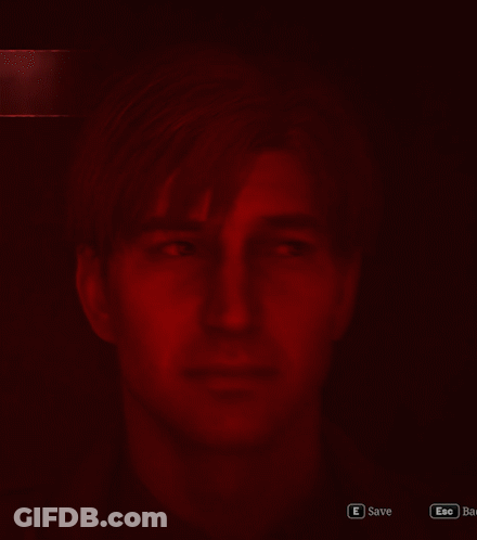 A Video Game Screen Shows A Man 'S Face And The E And Esc Buttons Are Visible GIF