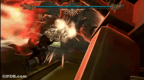 A Video Game Screen Shows A Monster Being Attacked By A Sword GIF