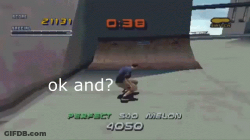 A Video Game Screen Shows A Person Riding A Skateboard And Says Ok And GIF