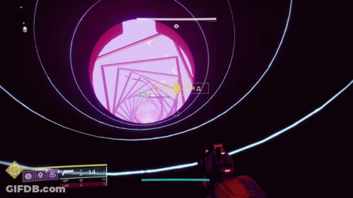 A Video Game Screen Shows A Purple And Pink Background With A Number 14 In The Lower Right Corner GIF
