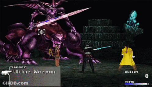 A Video Game Screen Shows A Target Ultima Weapon And A Bullet Time GIF