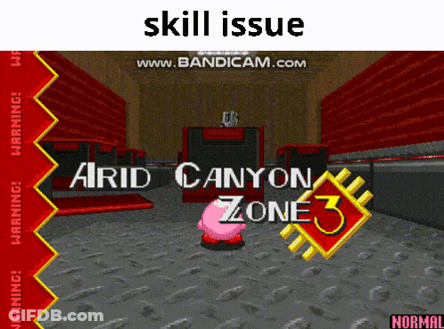 A Video Game Screen Shows Kirby In The Airid Canyon Zone GIF