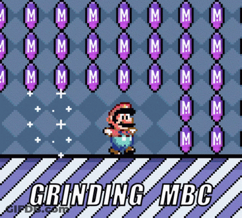 A Video Game Screen Shows Mario And The Words Grinding Mbc On The Bottom GIF