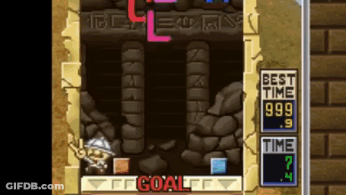 A Video Game Screen Shows The Best Time Is 999 Seconds And The Time Is 7.4 Seconds GIF