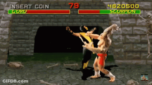 A Video Game Screen Shows Two Fighters Fighting Each Other And The Score Is 79 GIF