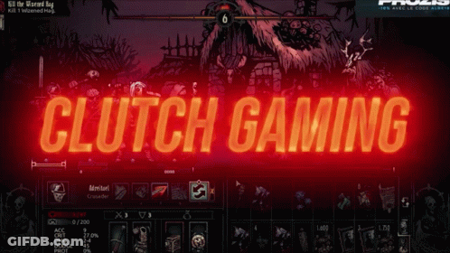 A Video Game Screen With The Words Clutch Gaming On It GIF