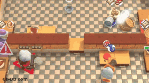 A Video Game Shows A Checkered Floor And A Few Players GIF