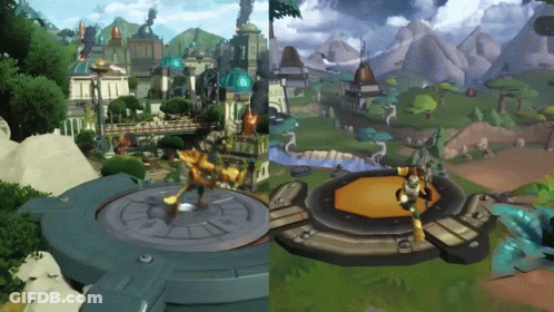 A Video Game Shows A City And A Valley GIF