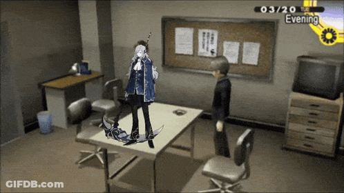 Video Game Scene With Man And Woman And Date 03/20 GIF