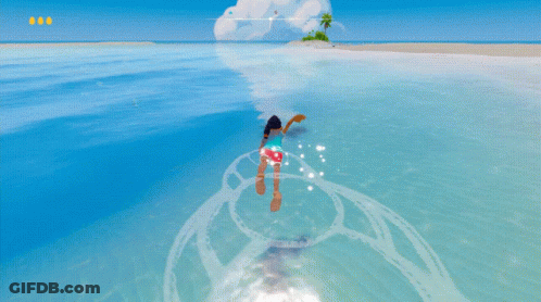 Video Game Character Swimming In Ocean GIF