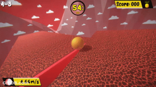 A Video Game Shows A Score Of 54 And 5.05M / S GIF