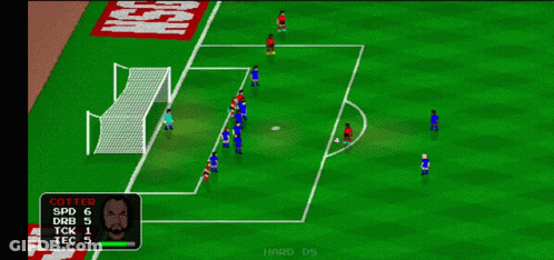 A Video Game Shows A Soccer Game Being Played With Replay At The Top GIF