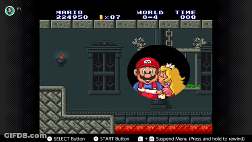 A Video Game Shows Mario And Princess Peach Kissing Each Other GIF
