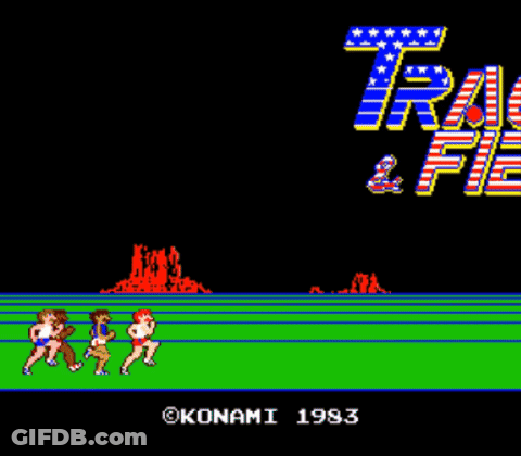 A Video Game That Says Track And Field On The Screen GIF