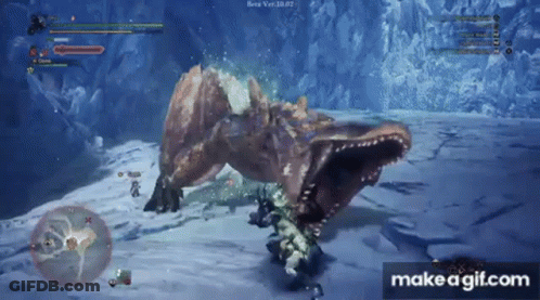 A Video Game Where A Monster Is Eating Another Monster GIF