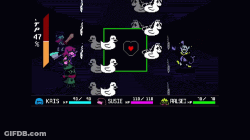 A Video Game Where Susie Used Rude Buster Is Being Played GIF