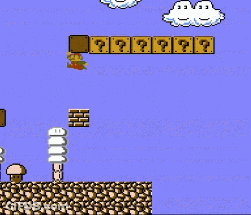 A Video Game With A Brick With A Question Mark Above It GIF