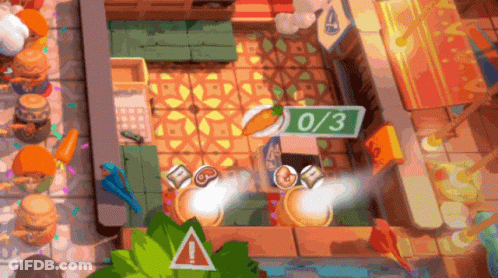 A Video Game With A Carrot And A Sign That Says 0/3 On It GIF