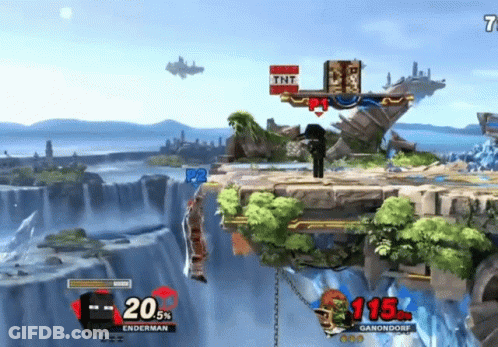 A Video Game With Enderman And Ganondorf Playing GIF