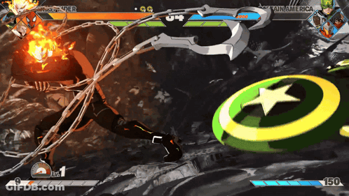 A Video Game With Ghost Rider And Captain America Fighting Each Other GIF
