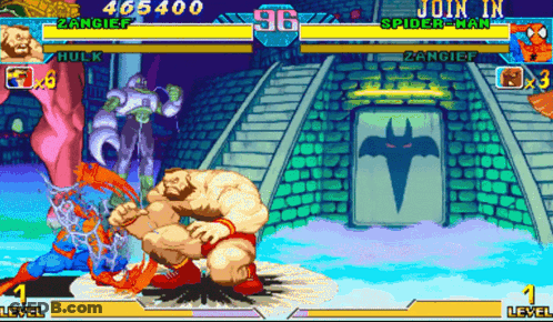 A Video Game With Hulk And Spider-Man Fighting GIF