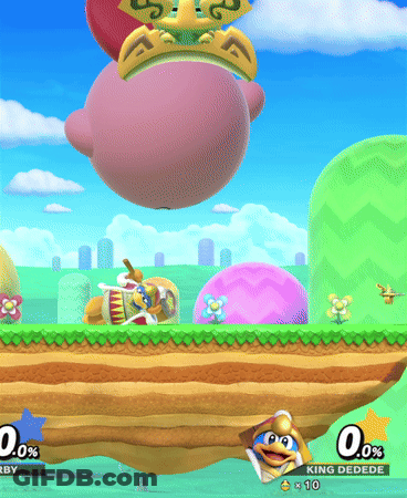 A Video Game With Kirby And King Dedede Playing GIF