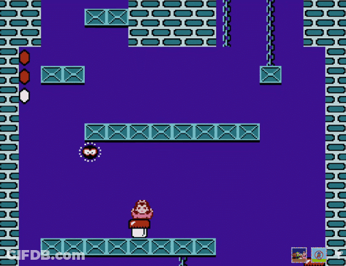 A Video Game With Princess Peach Standing On A Block GIF