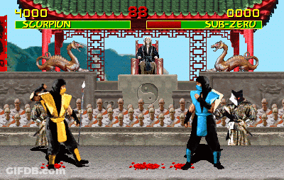 A Video Game With Scorpion And Sub-Zero On The Screen GIF