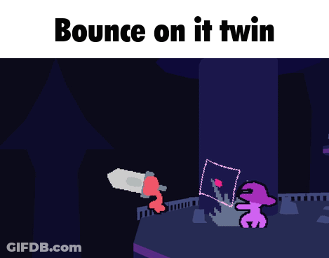 A Video Game With The Words " Bounce On It Twin " On The Bottom GIF