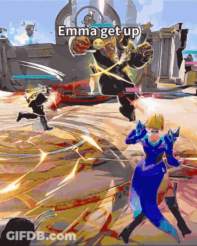 A Video Game With The Words Emma Get Up On The Top GIF