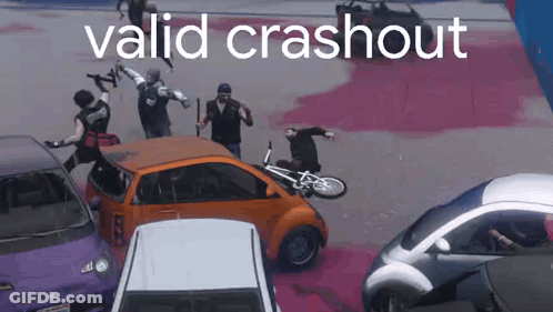 A Video Of A Car Crash With The Words Valid Crashout At The Top GIF