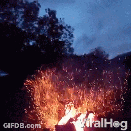 A Video Of A Fire With The Words Viralhog Written On The Bottom GIF