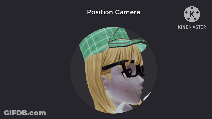 A Video Of A Girl Wearing Glasses And A Green Hat With The Position Camera Written On The Bottom GIF