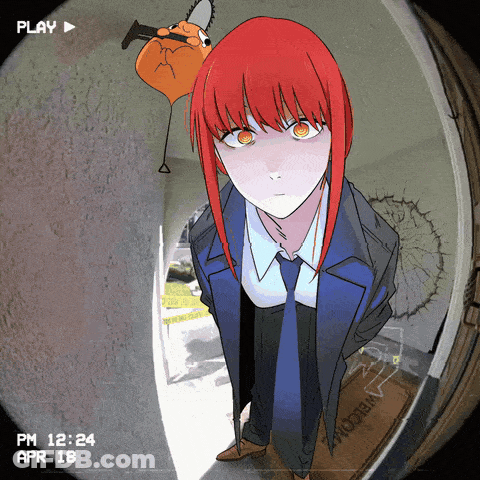A Video Of A Girl With Red Hair And A Welcome Mat GIF