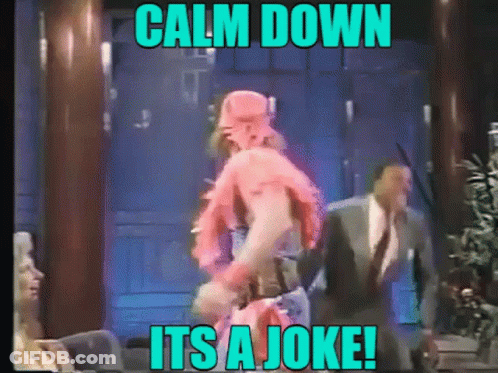 A Video Of A Man Dancing With The Caption Calm Down It 'S A Joke ! GIF
