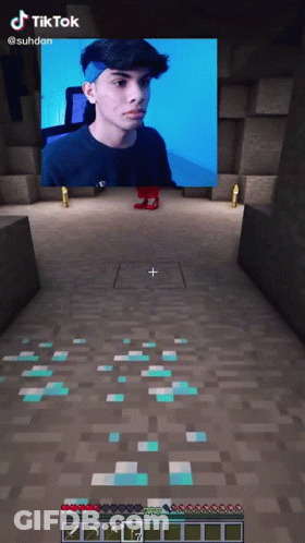 A Video Of A Man In A Black Shirt Is Being Played In Minecraft GIF