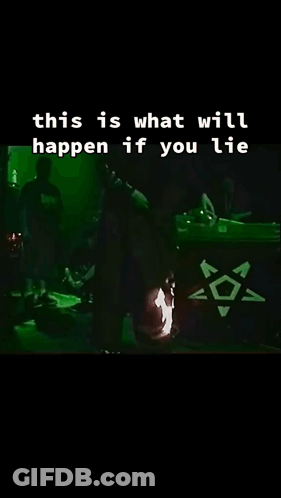 A Video Of A Man Playing A Guitar With The Words " This Is What Will Happen If You Lie " At The Top GIF